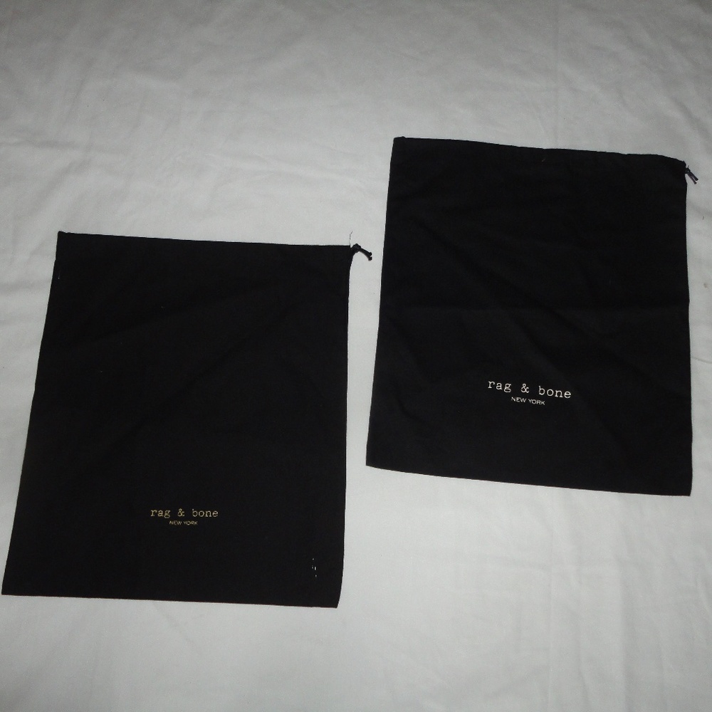 NEW RAG & BONE (2) SMALL BLACK DUST BAGS DRAWSTRING 14X15